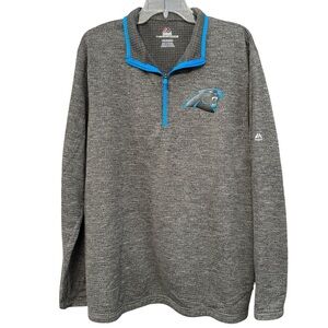 Majestic 2XL Carolina Panthers ThermaBase Gray NFL 1/4 Zip Pullover